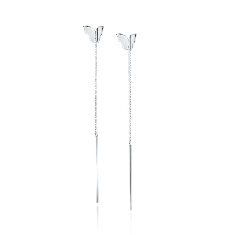 Srebrne kolczyki przeciągane, motylki